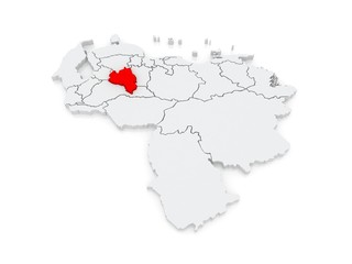 Map of Portuguesa. Venezuela.