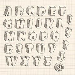 3D hand drawn letter in uppercase