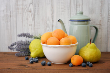 Apricot, blueberry and pear