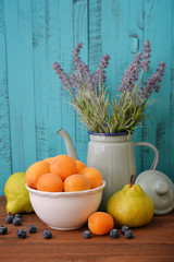 Apricot, blueberry and pear