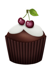 шоколадный кекс с вишенками