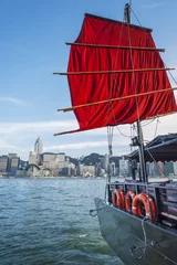 Fototapete Rund Victoria Harbor of Hong Kong © leeyiutung