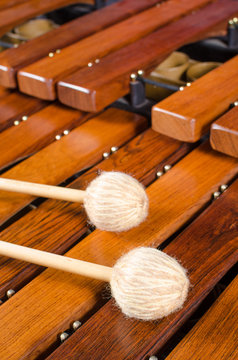 Mallets on marimba