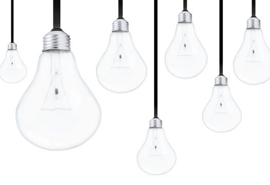 Light bulbs on white background