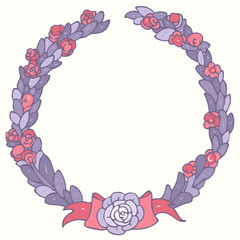 Floral wreath vector illustration, hand drawn