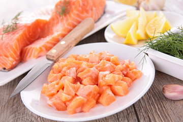 raw salmon and ingredient
