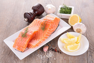 raw salmon and ingredient