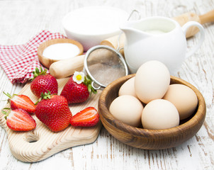 Ingredients for strawberries baked