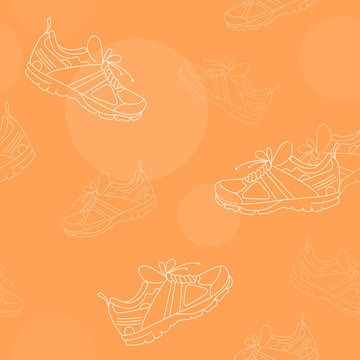 Sport Shoes Seamless Pattern White on Orange
