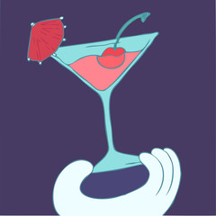 cocktail vector illustration, hand drawn