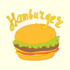 hamburger vector illustration, hand drawn