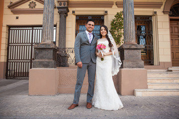 Cute couple on their wedding day