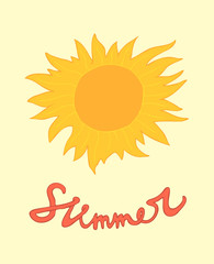 summer sun vector illustration, hand drawn
