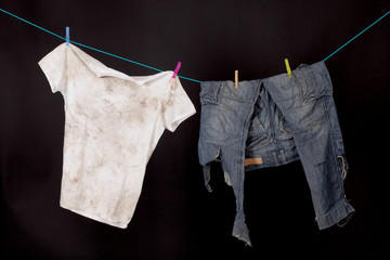 dirty shirt and trousers