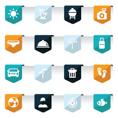 the shield Summer button and icon set with 4 color style