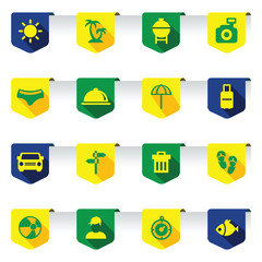 the shield Summer button and icon set with Brazil color style