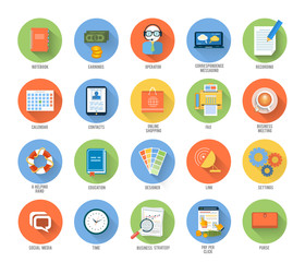 Business, office and marketing items icons.