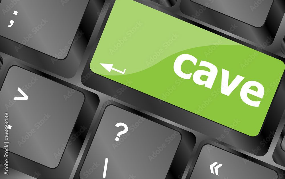 Poster cave key on computer keyboard button