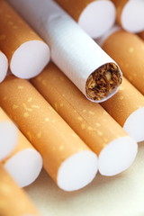 Cigarettes with a brown filter close - up