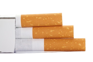 Cigarettes with a brown filter close - up