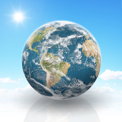 Fototapeta premium Planet Earth on a cloudy background