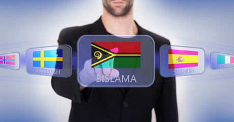 Hand pushing on a touch screen interface