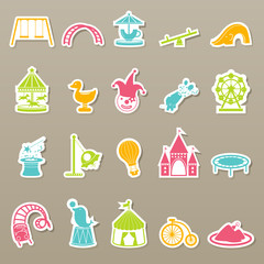 Amusement Park icons set