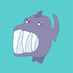 Cute toothy fish cartoon