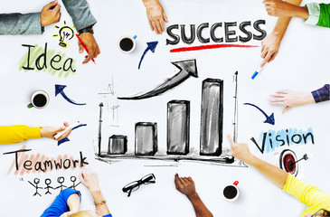 Hands on whiteboard with Growth Chart