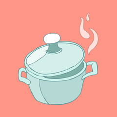 Cooking pan vector illustration, hand-drawing