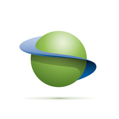 Vector logo abstract shape of sphere with orbits