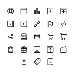 Thin Icons Set of E-Commerce. Simple line icons pack.