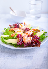 Avocado shrimp salad with mustard sauce