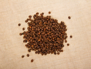 Coffee grains on a sacking