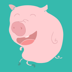Cute piglet, friendly pig Vector Illustration, hand drawn