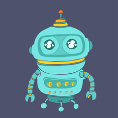 Robot Vector illustration, hand drawn