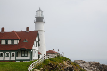 Fototapeta na wymiar Keepers House and Lighthouse
