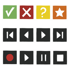 Simple hand draw game icons set.