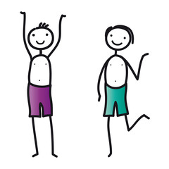 Zwei Jungs in Badehose