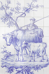Fototapeta na wymiar Farmer with cows