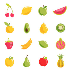 Fruit icon set. Vector