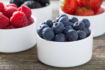 Fresh blueberries in a bowl close-up and berries