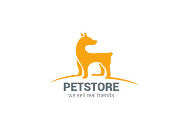 Pet shop Dog standing silhouette vector logo design