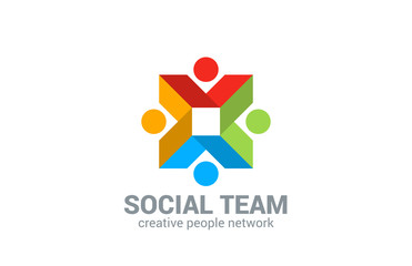Social network vector logo design. Internet Team work