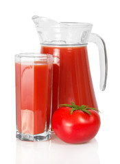 Full decanter and juice glass, the tomato