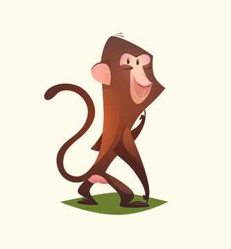 Monkey character. Cartoon vector illustration.