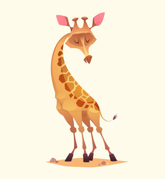 Giraffe character. Cartoon vector illustration.