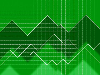 Green Spikes Background Means Grid Zigzags And Data.