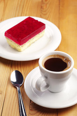 Coffee and strawberry cake