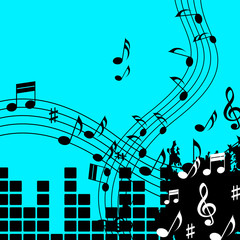 Green Music Background Shows Playing Song Or Pop.